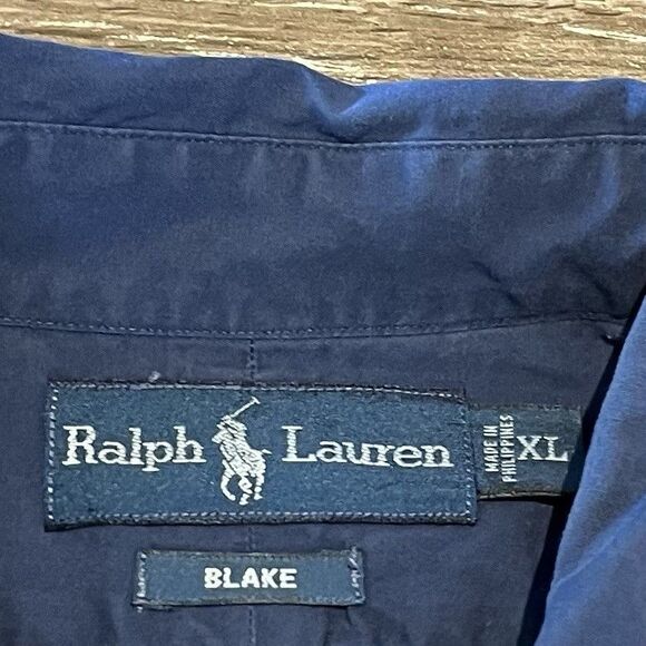 Vintage Ralph Lauren Shirt Men's XL Navy Blue Blake Long Sleeve Red Pony Logo - Picture 4 of 6